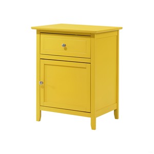 Vibrant Yellow Casual Nightstand With Drawer And Door Bedroom <b>Storage</b> Furniture - Product Image 5