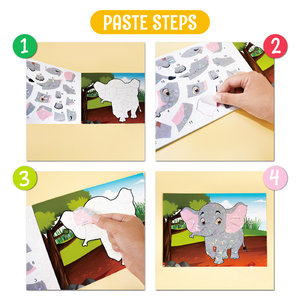 Adesivo Puzzle per bambini 3-6 anni fatti a mano fai da te cartone animato animale adesivo Laser con immagine libro per educazione precoce - Product Image 6