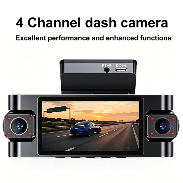 Smart LTE AI Dash Cam -Channel 4K UHD 360 Coverage GPS WIFI DMS ADAS Collision Warning Taxi Ride-sharing Vehicle Surveillance