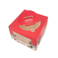 Boîte à gâteau et à sushi de Noël rigide mate personnalisée avec fenêtre et poignée, en carton kraft recyclé, emballage alimentaire sûr, pliable, pour pâtisseries et desserts