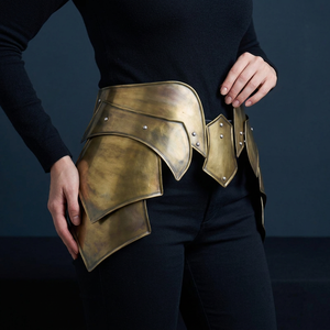 Ceinture ronde en métal argenté avec impression en relief, costume de chevalier médiéval et accessoire de cosplay - Product Image 4
