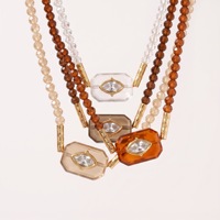 Colliers de perles en zircon et pierre naturelle Big Eye, accessoires de mode minimalistes pour femmes, style transfrontalier