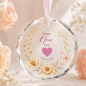 Joy to the World - Ornement <span class=keywords><strong>de</strong></span> <span class=keywords><strong>Noël</strong></span> en verre cristal 8x8cm, impression UV, aquarelle, mistletoe, ornement suspendu, cadeau - Product Image 3
