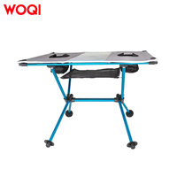 Table de camping pliable WOQI avec 2 porte-gobelets, table de plage ultralégère en aluminium, table portable d'extérieur pour pique-nique, pêche