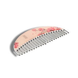 Hot Sale <b>Top</b> Quality Delicate Epoxy Sticker <b>Peach</b> Blossom Pattern Custom Logo Metal Comb - Product Image 3