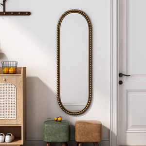 Oval Retro Mirror Antique Gold Wall Hanging For Living Room Bedroom Entrance - Product Image 1