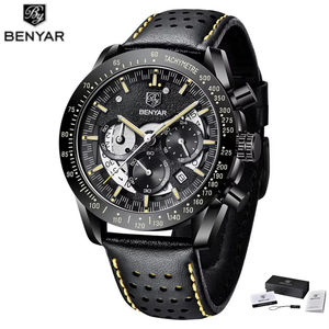 Reloj de Pulsera de Cuarzo BENYAR 5120 para Hombre, Reloj Deportivo de Lujo con Correa de Cuero y Acero Inoxidable, Resistente al Agua, Reloj Hombre - Product Image 3