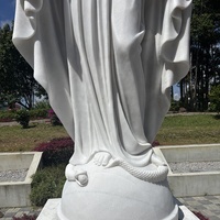 Statue de la Vierge Marie en marbre blanc sculptée à la main pour l'extérieur, avec les mains étendues, pour les églises catholiques chrétiennes