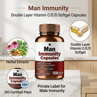 Capsule de gélule molle à double couche pour renforcer l'immunité chez l'homme, formule à base de plantes avec vitamines C/E/D, marque privée OEM, qualité certifiée ISO, qualité assurée