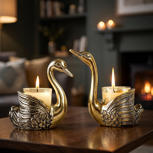 <b>Brass</b> Swan <b>Candlestick</b> Holders Heat Resistant Home Wedding Decoration Elegant Handmade Durable Aluminum SALEEM INTERNATIONAL - Product Image 3
