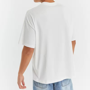 High Quality Cotton Blank Plain <b>Tee</b> Shirt Streetwear 220 Gsm Heavyweight Drop Shoulder T-Shirt Oversized Men's <b>White</b> T Shirt - Product Image 3