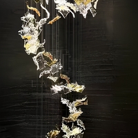 Luminaires d'escalier Firelux pour hôtels et villas de luxe, Lumières suspendues en verre de haute qualité, couleur feuille d'érable, transparentes