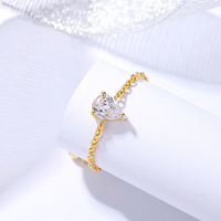 Bague en argent Sterling 925 pour femmes, anneau ajustable, avec chaîne en Zircon, plaqué or, forme ovale, nouvelle collection