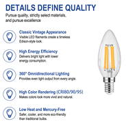 Ampoule LED à filament transparent B11 5,5W E12, 2700K, dimmable, CRI90, pour la décoration de la maison, des hôtels et des villas, vente en gros d'usine