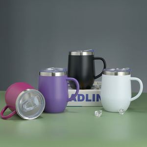 Venta al por Mayor de Vasos Térmicos de Acero Inoxidable de Doble Pared con Aislamiento al Vacío, Forma de Huevo, 12 oz, para Bebidas Frías y Calientes, con Asa - Product Image 4