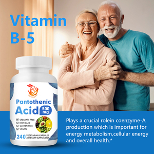 Cápsulas de Ácido Pantoténico con 45mg de Calcio, Precio al por Mayor, Suplemento para Apoyo Energético Celular y Salud General - Product Image 3