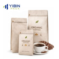 Sacs à café personnalisés avec logo du fabricant, fond plat, avec valve, pour emballage de grains de café et de poudre de thé, fermeture éclair