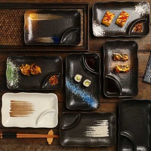 <b>Ceramic</b> Rectangular Japandi Design Dumpling Dish Durable Porcelain Eco-Friendly Vinegar <b>Plate</b> Dividing Board Customizable - Product Image 1