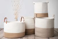 Vente en gros 2022 nouveau style de grand panier à linge tissé en corde de coton avec longues poignées