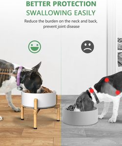 Custom White Sturdy Ceramic Elevated <strong>Dog</strong> <strong>Bowl</strong> <strong>Stand</strong> <strong>Raised</strong> Cat Food <strong>Bowl</strong> Adjustable <strong>Dog</strong> Food <strong>Stand</strong> for Small and Medium <strong>Dogs</strong> - Product Image 4