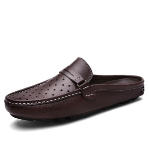 Mocassins en cuir de vache véritable pour homme, chaussures décontractées sans talon, à bout couvert - Product Image 3