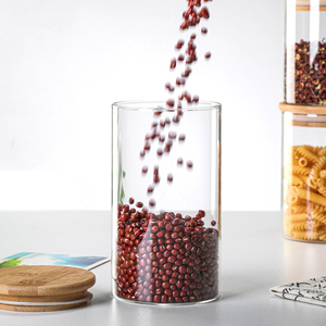 ขวดแก้วใสพร้อมฝาไม้ไผ่ สำหรับเก็บชา น้ำตาล กาแฟ อาหารในครัว - Product Image 6