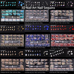 ชุดติดเล็บพลอยเทียมสีรุ้งเล็บผสมรูปทรงแฟนซีในกล่องแบนด้านล่างแก้วเล็บเพชรพลอยเทียม - Product Image 5