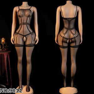 Seksi Tek Parça File Çoraplı Pijama Büyük Beden İnce Naylon/Spandeks Şeffaf Avrupa Amerika Stili - Product Image 5