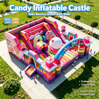Château gonflable carré avec toboggan pour enfants, trampoline en PVC pour fêtes en plein air, taille personnalisée, OEM