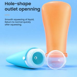 Empty Mini Reusable Squeeze Travel Toiletry Silicone Bottles Set 90ml Tsa Approved with Leakproof Caps for <b>Shampoo</b> - Product Image 3
