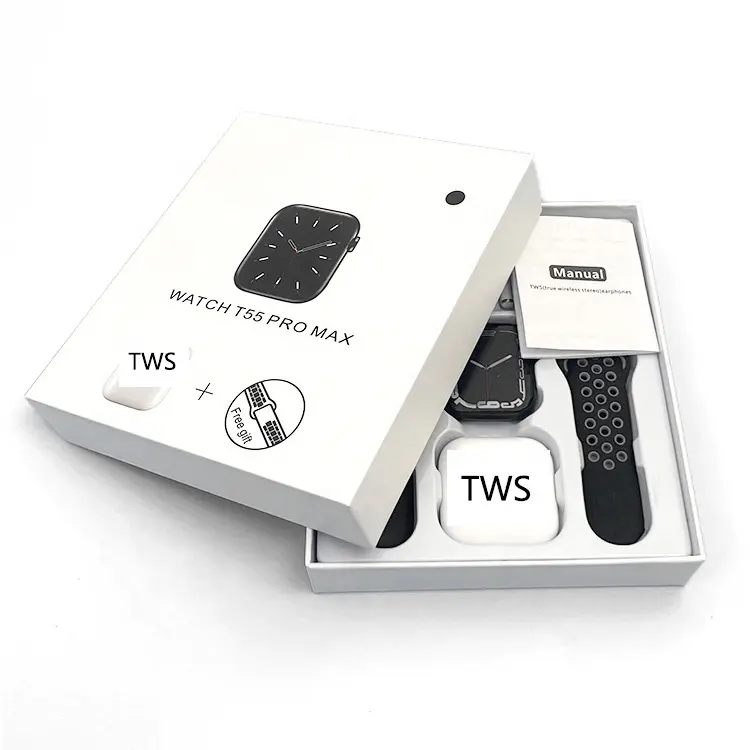 2022 T55ProMax Smartwatch TWS Earphone in One Double Strap BT Call Reloj Inteligente 1.44 Inch Screen T55 Pro Max Smart Watch