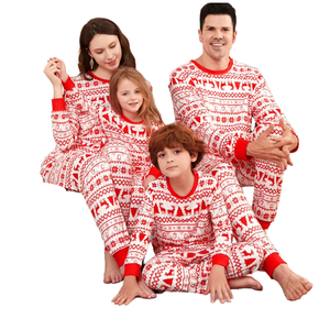 Disfraz familiar de Navidad de alta calidad estilo europeo-americano, diseño de alce de dibujos animados para otoño, manga larga, de Spandex/Poliéster, anti-bolitas - Product Image 1