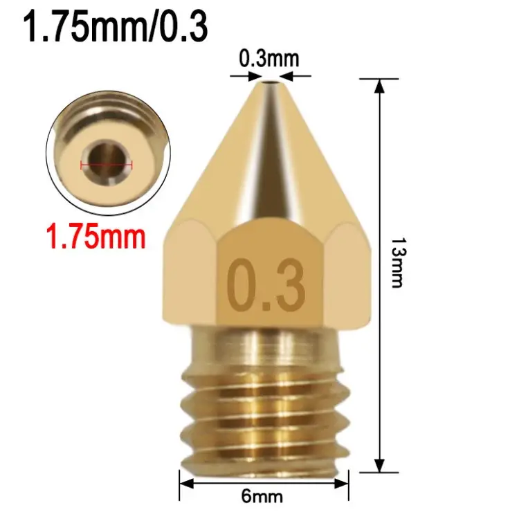 Brass Mk8 Nozzle Print Head 0.3mm 0.4mm For 1.75MM Filament MakerBot Replacement Print Head Extrude Creality 3D