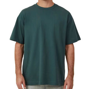 เสื้อยืดคอกลมผ้าฝ้าย100% สำหรับผู้ชายเสื้อยืดผ้าเจอร์ซี่น้ำหนักมากสีเขียวออกแบบโลโก้ได้ตามต้องการ - Product Image 1