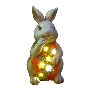 Estatua <span class=keywords><strong>de</strong></span> Conejo <span class=keywords><strong>de</strong></span> Resina para Jardín, con 7 Luces LED, Decoración Navideña para Césped, Patio, Balcón, Adorno Artístico - Product Image 1