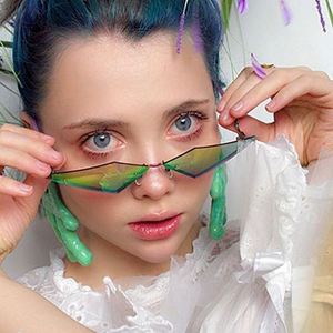 Nouveautés 2020, lunettes de soleil rétro tendance de haute qualité, monture irrégulière, petites lunettes de soleil sans monture, lunettes de soleil œil de chat UV400 - Product Image 2