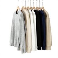 Sweat-shirt unisexe à col rond, coupe ample, en mélange polyester/coton, couleur unie, toucher doux et agréable pour la peau, décontracté, printemps