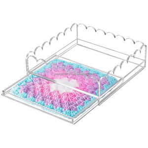 Plateau en acrylique transparent Plateau d'organisation en acrylique transparent Bords de fleurs Porte-serviettes en acrylique - Product Image 1