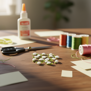 Fiori di Stoffa Ilan Flores 1,5cm Bianchi con Foglie Verdi 15 Pezzi per Decorazioni e Artigianato - Product Image 3