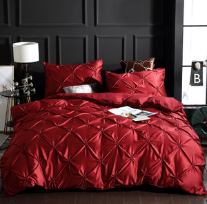 Copripiumini e set di lenzuola in tessuto di seta satinata di lusso, set di biancheria da letto in <span class=keywords><strong>tinta</strong></span> <span class=keywords><strong>unita</strong></span>, 4 pezzi - Product Image 2