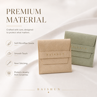 Beige Salbeigrüne Mikrofaser-Schmuckbeutel für Ohrringe, Ringe, Halsketten, Geschenk, Reise-Aufbewahrung, Goldfolien-Logo, Kundenspezifische OEM ODM Großhandels-Taschen