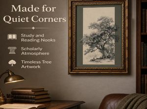 Quadro con schizzo di albero di quercia vintage, decorazione da parete Dark Academia, campioni OEM ODM pronti in mezza giornata - Product Image 6