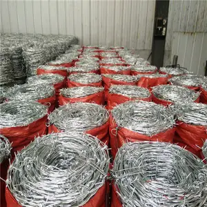 Alambre de púas galvanizado para valla, precio por rollo, calibre 14