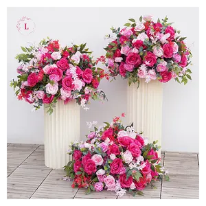 Light Purple Pink Color Christmas Baby s Breath And Rose Artificial Peony Red Flower Wreath Ball Wedding Centerpieces