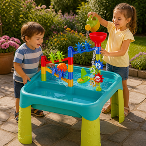 Mesa de Arena y Agua para Niños, Juego de 39 Piezas de Juguetes de <span class=keywords><strong>Playa</strong></span>, Moldes Multifuncionales para Castillos de Arena, Juego Educativo de Verano para Exteriores - Product Image 6