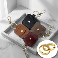 Mini pochette porte-clés en cuir PU avec bouton-pression, petit étui carré pour bagues, rangement simple pour bijoux