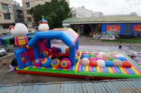 Parc de jeux gonflables commercial géant sur le thème des pandas, parc d'attractions gonflable