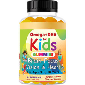 Gomitas de DHA para Niños, Suplemento de Aceite Omega 3, 6 y 9 para Niños, Apoya la Salud del Cerebro, la Visión y el Corazón, 60 Gomitas, Sabor Naranja y Limón - Product Image 6