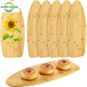 6 buah sebagai set papan surfing bambu berbentuk Charcuterie papan Saji dan papan keju kayu untuk kerajinan DIY hadiah penghangat rumah