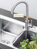 Robinet de cuisine moderne de luxe en acier inoxydable 304 avec cartouche en céramique